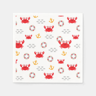 Serviette En Papier Crabe avec bouée de sauvetage