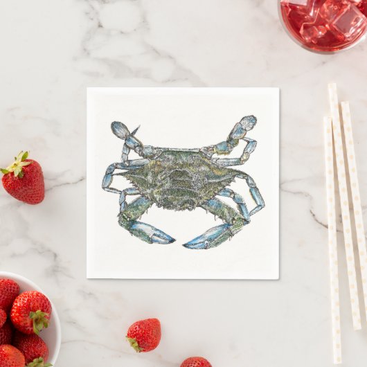 Serviette En Papier Crabe bleu (En situation)