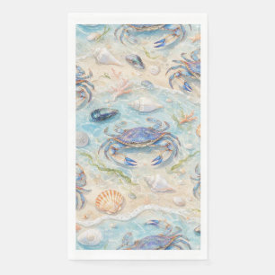 Serviette En Papier Crabe Bleu & Coquillages