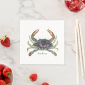 Serviette En Papier Crabe bleu et vert gris marine (En situation)