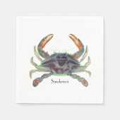 Serviette En Papier Crabe bleu et vert gris marine (Devant)