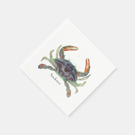 Serviette En Papier Crabe bleu et vert gris marine (Coin)