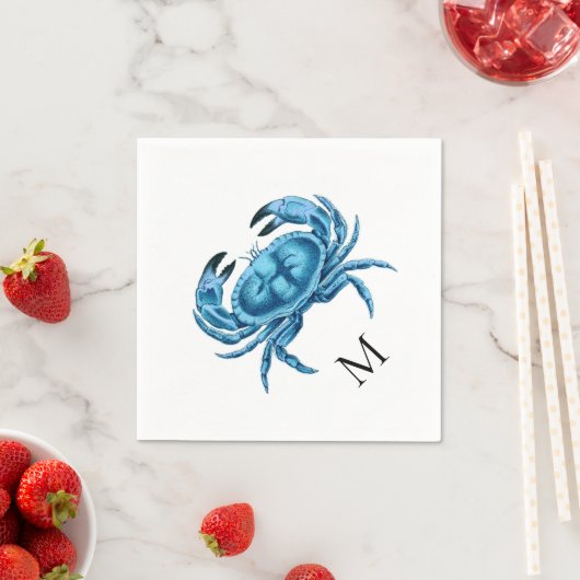 Serviette En Papier Crabe bleu personnalisé (En situation)