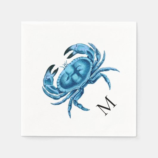 Serviette En Papier Crabe bleu personnalisé (Devant)