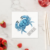 Serviette En Papier Crabe bleu personnalisé (En situation)