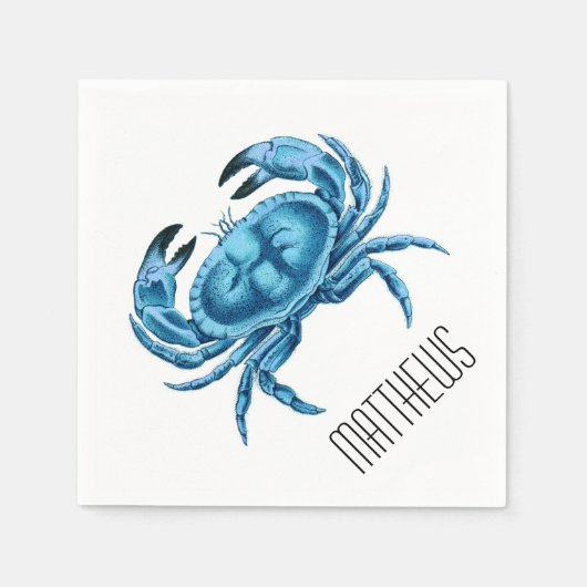 Serviette En Papier Crabe bleu personnalisé (Devant)