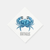 Serviette En Papier Crabe bleu personnalisé (Coin)
