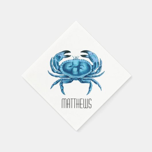 Serviette En Papier Crabe bleu personnalisé (Coin)