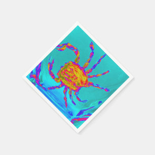 Serviette En Papier Crabe cool Peinture de bord de mer sous-marin