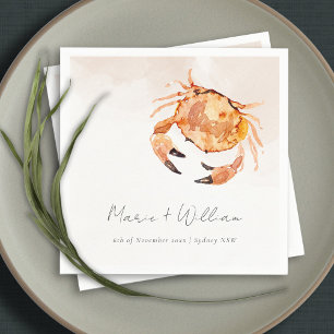 Serviette En Papier Crabe côtière de sable orange rouille Mariage naut