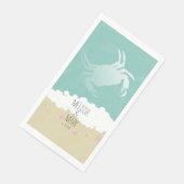 Serviette En Papier Crabe de mariage sur la plage avec nom du couple (Coin)