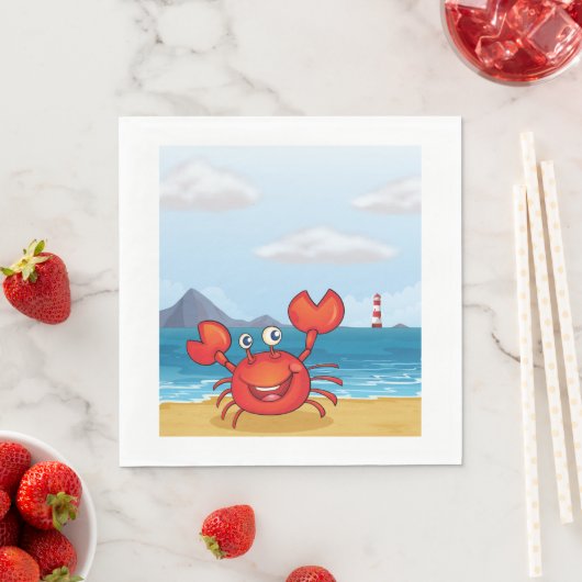 Serviette En Papier Crabe En Bord De Mer (En situation)
