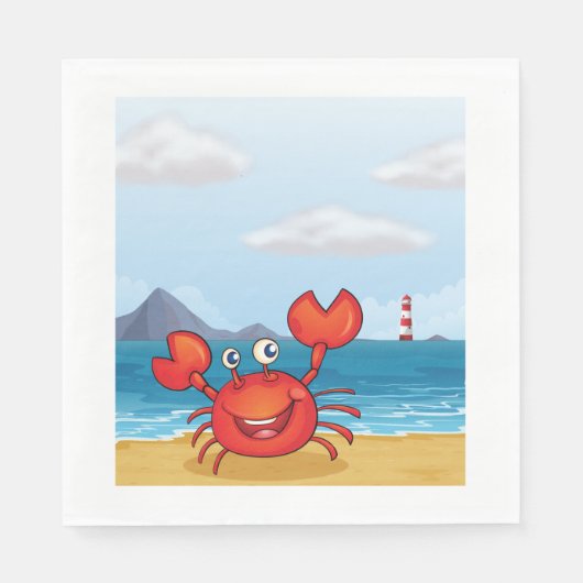 Serviette En Papier Crabe En Bord De Mer (Devant)