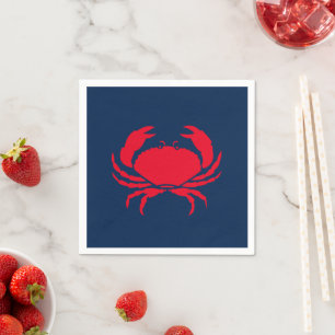 Serviette En Papier Crabe nautique rouge blanc et papier bleu