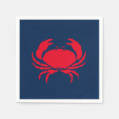 Serviette En Papier Crabe nautique rouge blanc et papier bleu (Devant)