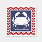 Serviette En Papier Crabe rouge blanc et bleu Personnaliser la fête na (Devant)