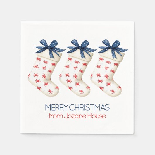 Serviette En Papier Crabe rouge côtier Bas de Noël (Devant)