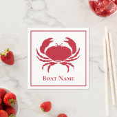 Serviette En Papier Crabe rouge nautique moderne en design blanc (En situation)