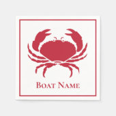Serviette En Papier Crabe rouge nautique moderne en design blanc (Devant)