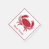 Serviette En Papier Crabe rouge nautique moderne en design blanc (Coin)