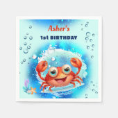 Serviette En Papier Crabe Turquoise 1er anniversaire Pool Party Custom (Devant)