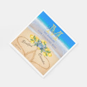 Serviette En Papier Crabes et Citron Coeurs Mariages dans le sable (Coin)