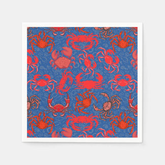 Serviette En Papier Crabes Patternx4 Bleu BG
