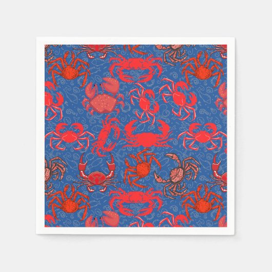 Serviette En Papier Crabes Patternx4 Bleu BG (Devant)