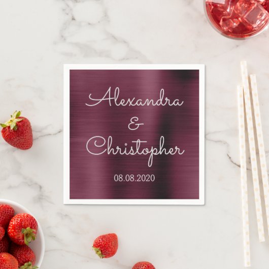Serviette En Papier Cranberry Burgundy Mariage ou réception (En situation)