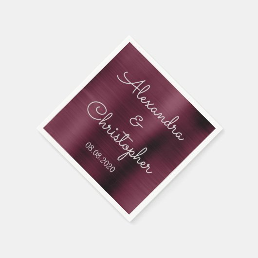Serviette En Papier Cranberry Burgundy Mariage ou réception (Coin)