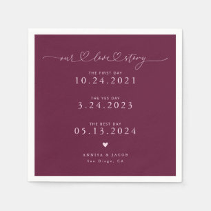 Serviette En Papier Cranberry Our Love Story Script Hearts Mariage
