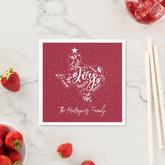Serviette En Papier Cranberry Red Joy Vacances Feuilles Texas Forme (En situation)