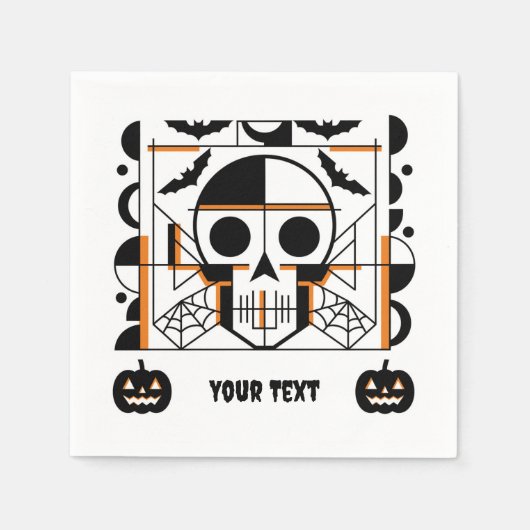 Serviette En Papier Crâne à l'Halloween, chauves-souris, toiles d'arai (Devant)