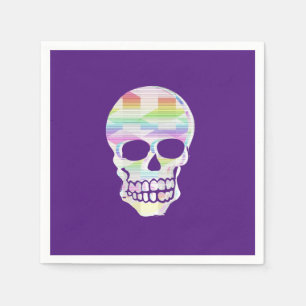 Serviette En Papier Crâne à rayures de couleur