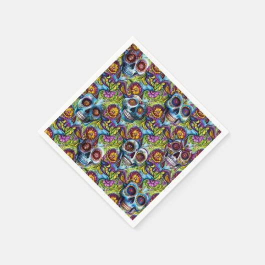 Serviette En Papier Crâne à sucre (Coin)