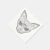 Serviette En Papier Crâne à sucre à visage Kitty | Jour du chat mort (Coin)
