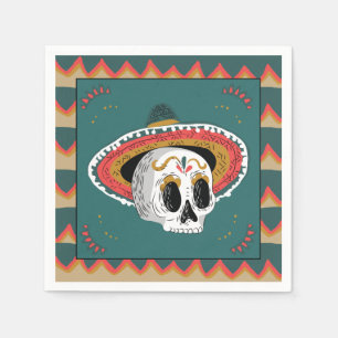 Serviette En Papier Crâne à sucre avec Sombrero