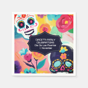 Serviette En Papier Crâne à sucre coloré Dia De Los Muertos
