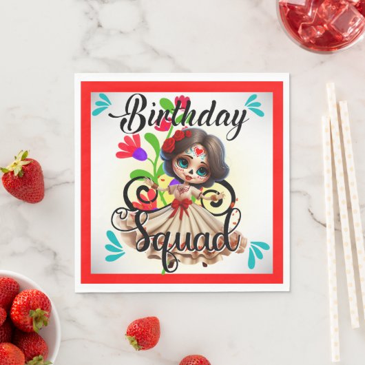 Serviette En Papier Crâne à sucre cuite Anniversaire (En situation)