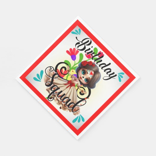 Serviette En Papier Crâne à sucre cuite Anniversaire (Coin)