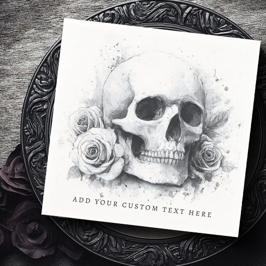 Serviette En Papier Crâne avec aquarelle rose