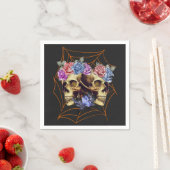 Serviette En Papier Crâne avec Rose, Halloween gothique (En situation)