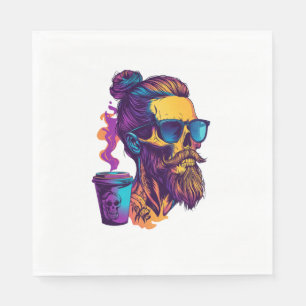 Serviette En Papier Crâne caféiné - Drôle Squelette Barista