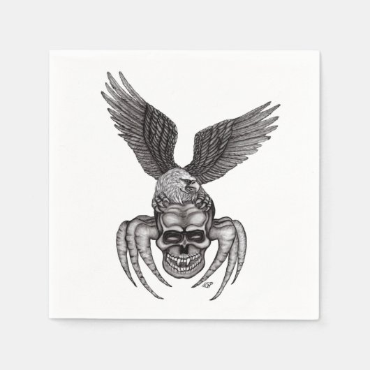 Serviette En Papier Crâne d'araignée avec aigle (Devant)