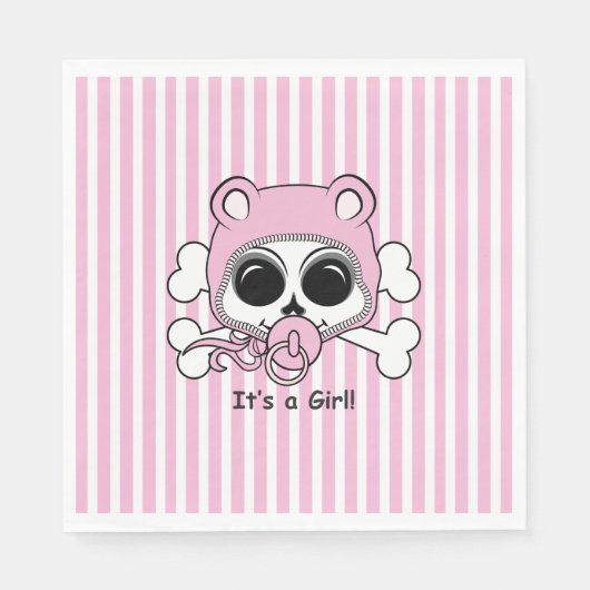 Serviette En Papier Crâne de Bébé Fille Mignon (Devant)