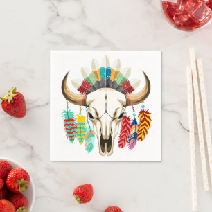 Serviette En Papier Crâne de buffle emblème amérindien