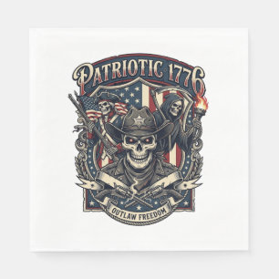 Serviette En Papier Crâne de hors-la-loi patriotique Sheriff Patriote