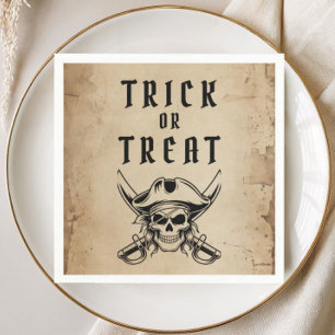 Serviette En Papier Crâne de Pirate Vintage Trick Or Treat Halloween