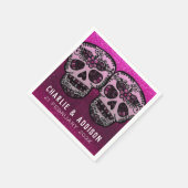 Serviette En Papier Crâne de sucre noir et blanc Paillettes métallisée (Coin)