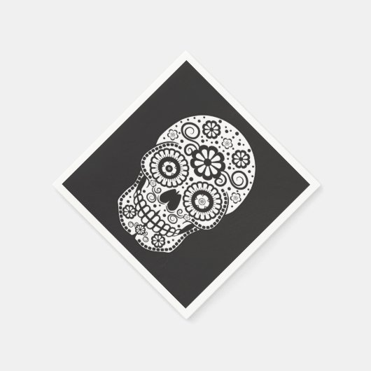 Serviette En Papier Crâne de sucre souriant (Coin)